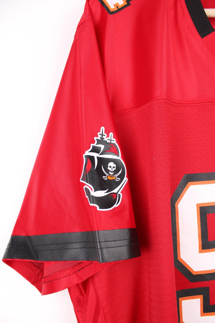 NFL Tampa Bay Buccaneers Shirt in a red colourway, Adrian Clayborn number 94 printed on the back, and has the logos printed on the front. 