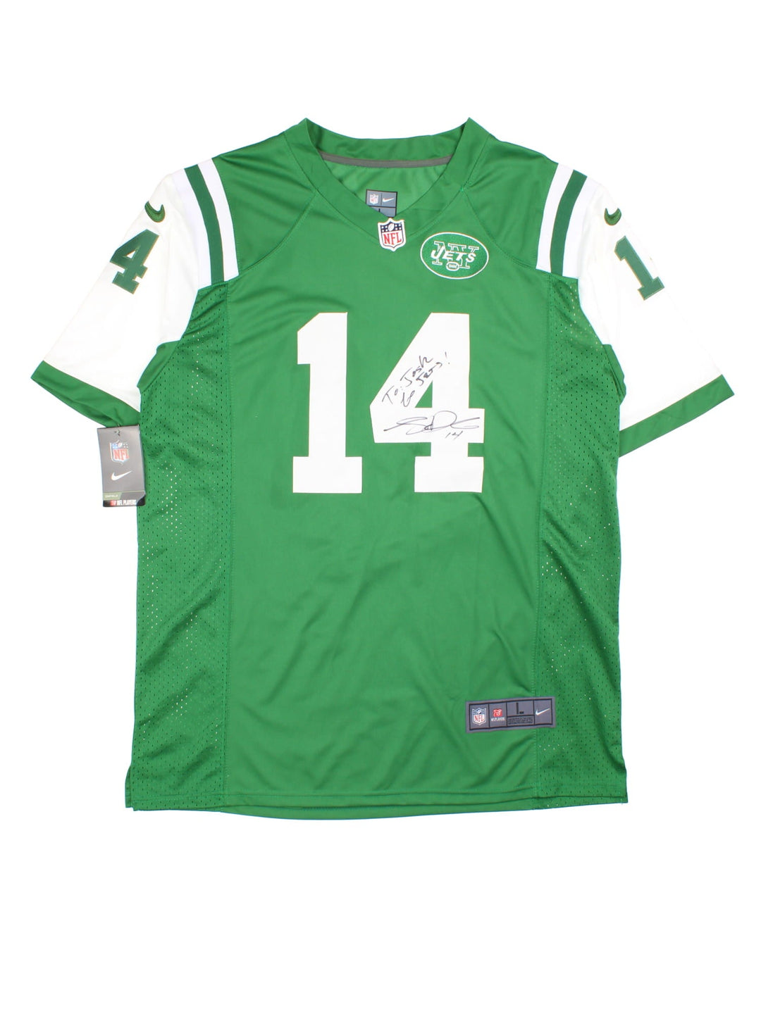 New York Jets Signed NFL Jersey in the green and white home kit colourway, features embroidered logos and badge on the front, and on the back has Darnold number 14 on the back.