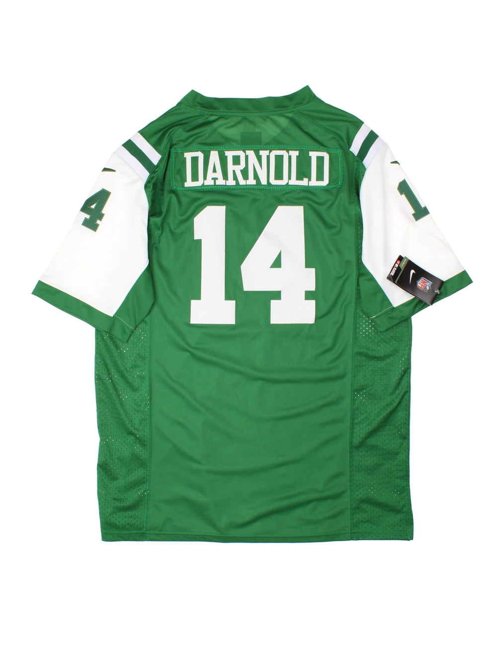 New York Jets Signed NFL Jersey in the green and white home kit colourway, features embroidered logos and badge on the front, and on the back has Darnold number 14 on the back.