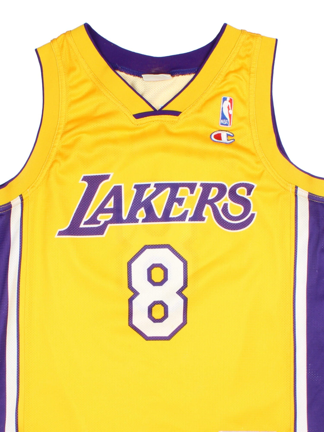 Los Angeles Lakers Champion NBA Jersey in the yellow home kit colourway, features classic logo across chest and Kobe Bryant player name on and numbe on the back.