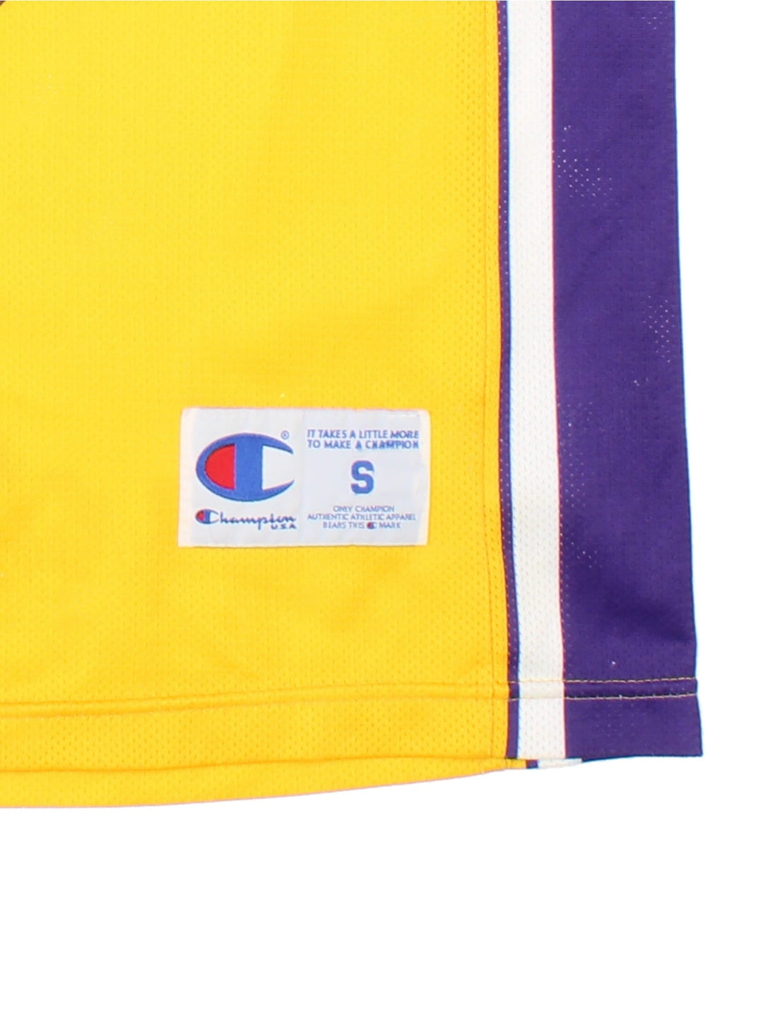 Los Angeles Lakers Champion NBA Jersey in the yellow home kit colourway, features classic logo across chest and Kobe Bryant player name on and numbe on the back.