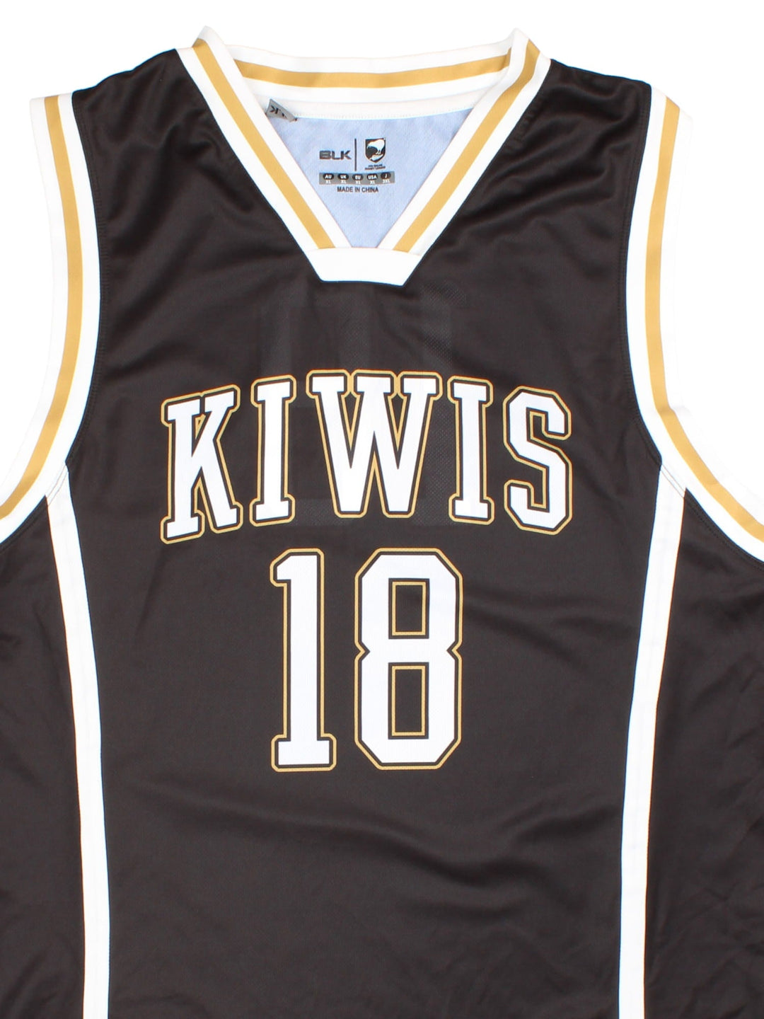 Vintage New Zealand Kiwi Rugby League Basketball Style Vest Jersey in a black home kit colourway, features printed name across chest and number on front and back.