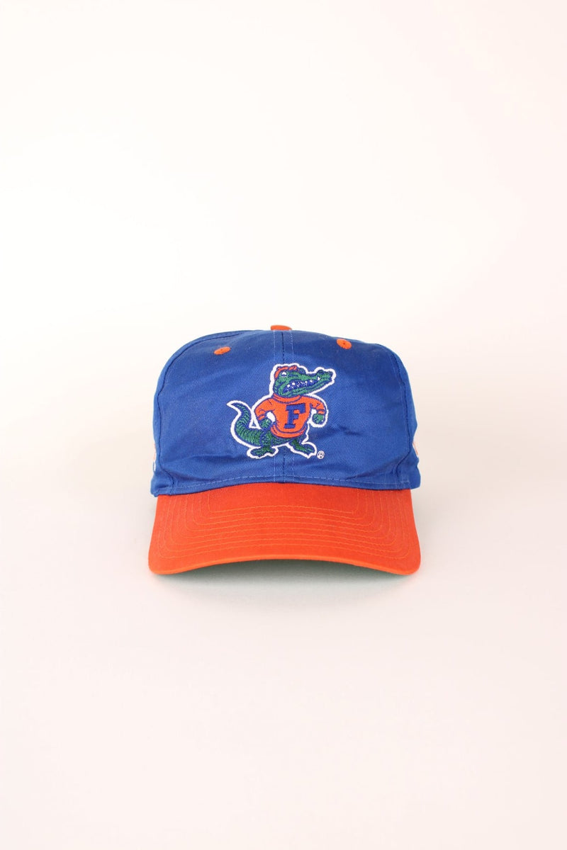 Vintage Florida Gators Cap in blue and orange with adjustable strap on the back. 