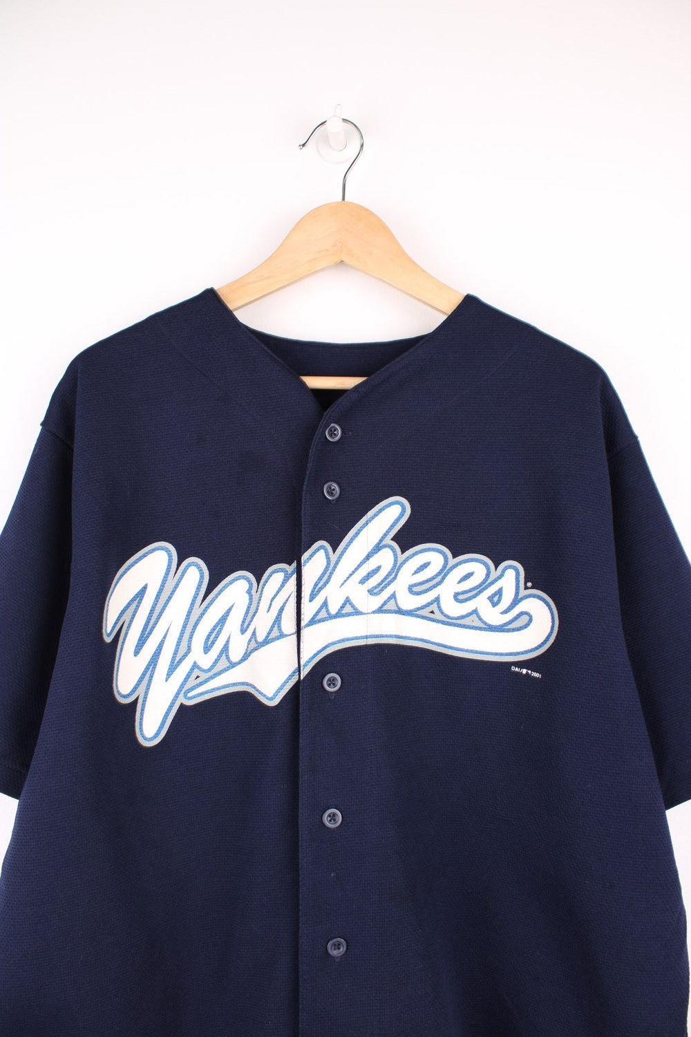 2002 New York Yankees, Derek Jeter, button up MLB baseball jersey.