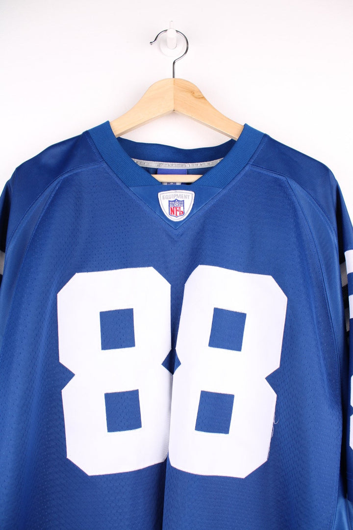 Indianapolis Colts NFL jersey in blue with white accents, embroidered logos and 88 printed on the front and back.