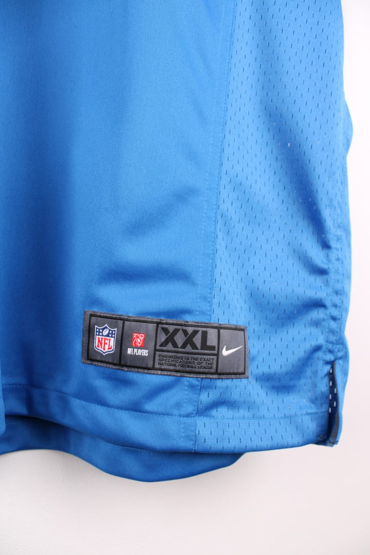 Nike Detroit Lions NFL Hockenson jersey in blue with grey accents, printed logos and 88 on the front and back. 