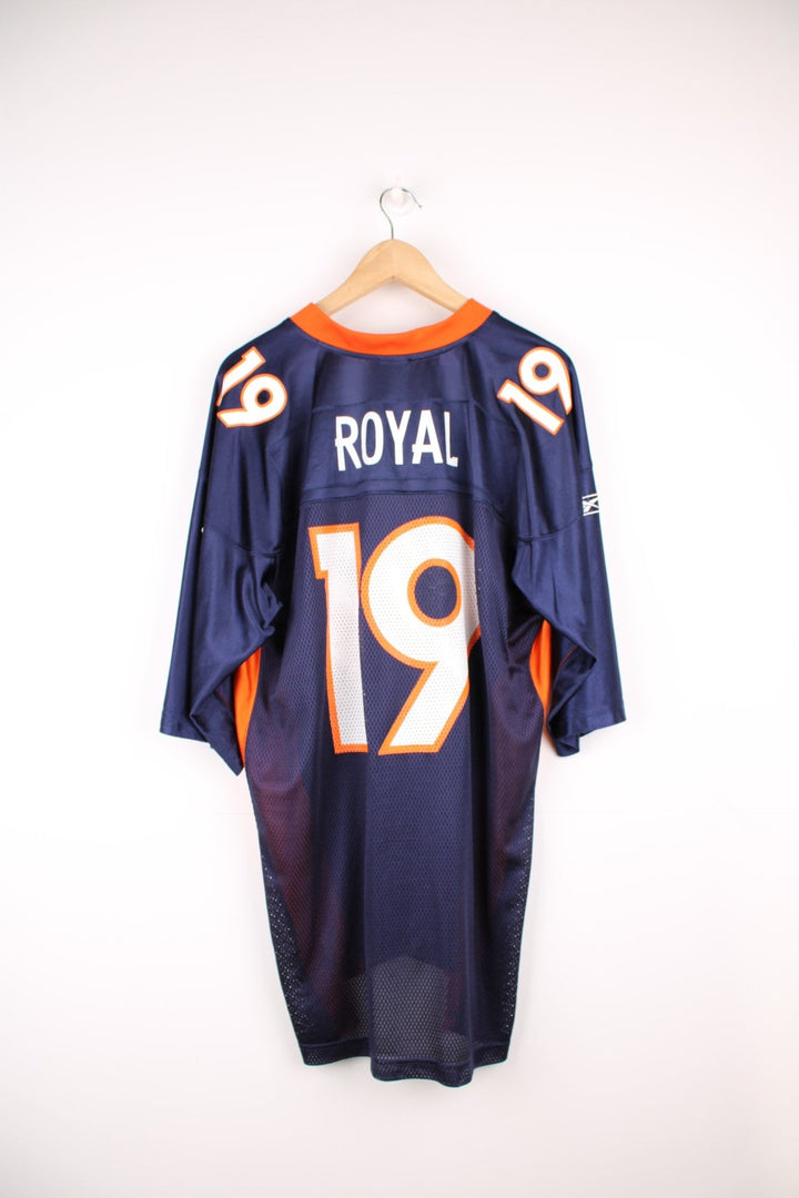 Denver Broncos, Royal #19, Reebok NFL jersey in a blue and orange colourway. Features printed 19 on the front and back. 