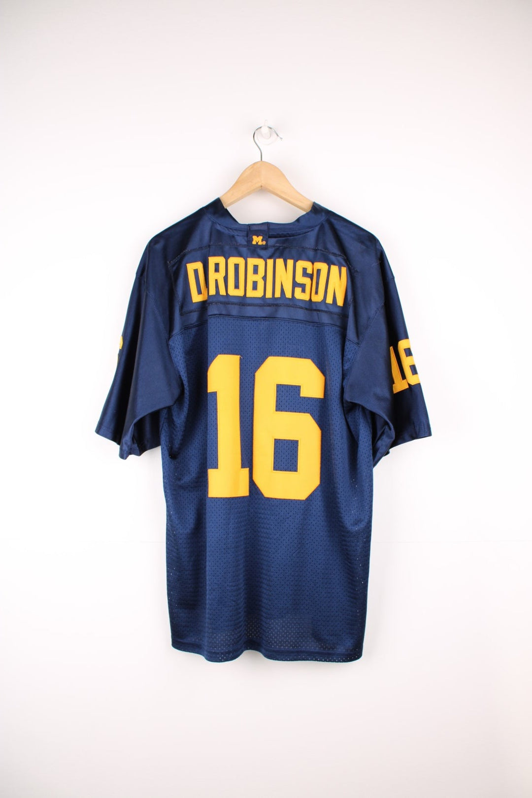 Michigan Wolverines, D.Robinson 16, Adidas Jersey in a blue and yellow colourway. Features embroidered 16 on the front and back. 