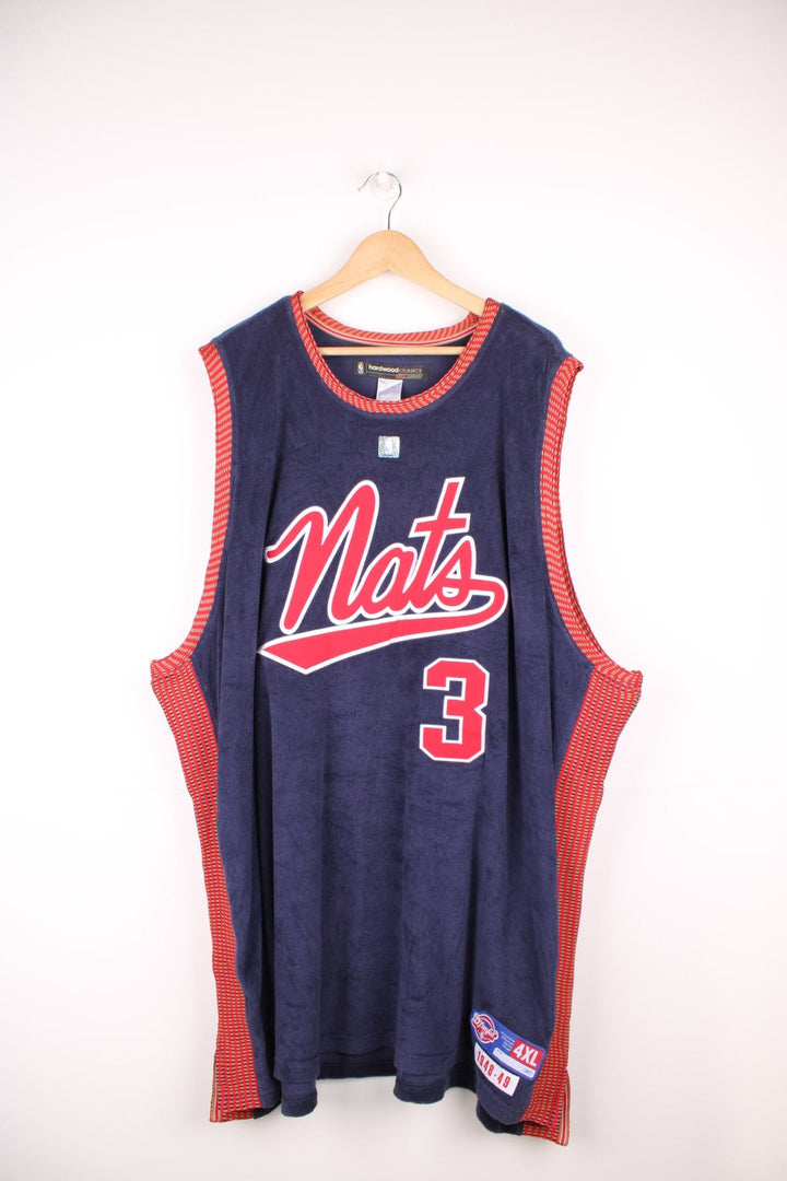 Vintage Nats, Allen Iverson #3 Reebok NBA basketball jersey in a blue and red colourway.