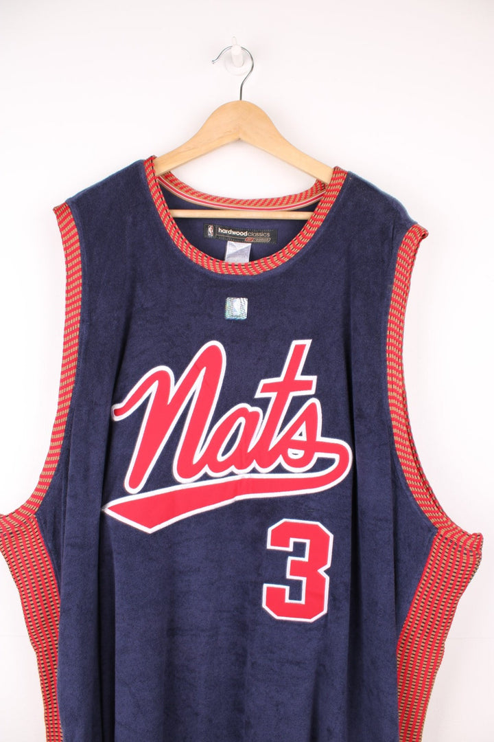 Vintage Nats, Allen Iverson #3 Reebok NBA basketball jersey in a blue and red colourway.