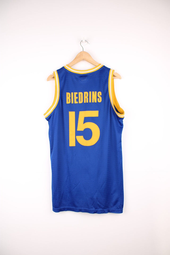 Golden State Warriors, Biedrins #15, Adidas NBA basketball jersey in a blue and yellow colourway.