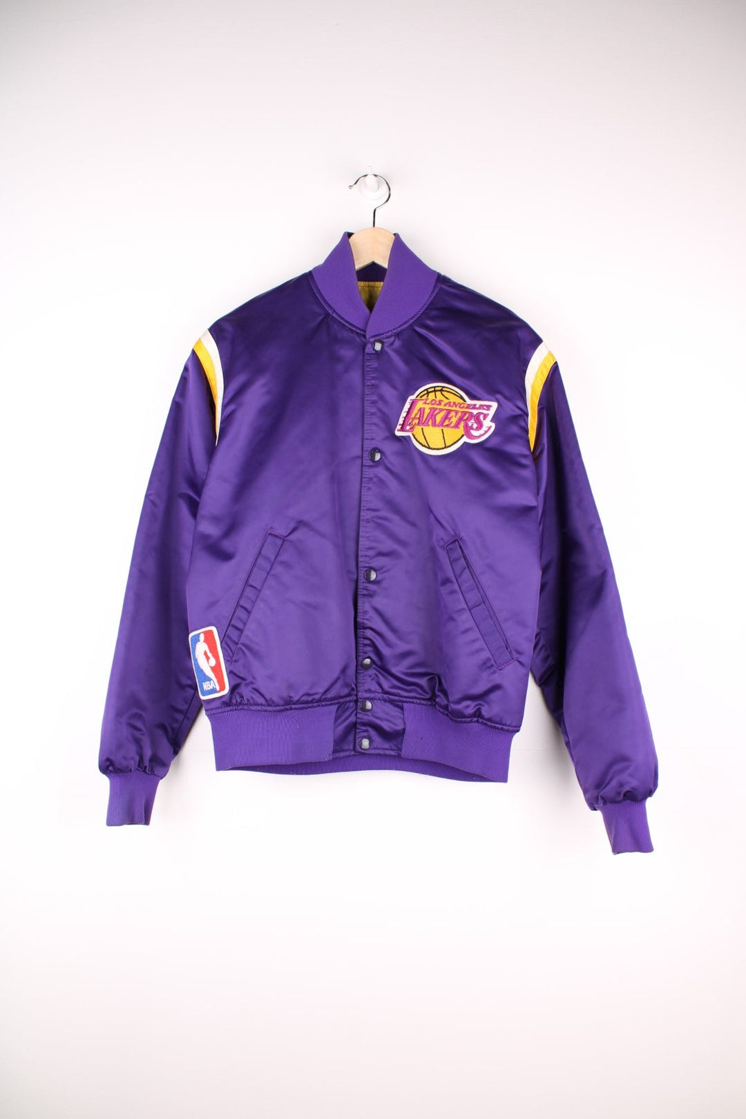 VTG RARE Los Angeles Lakers NIKE NBA Satin Gold Purple 2024 Jacket Men's LARGE