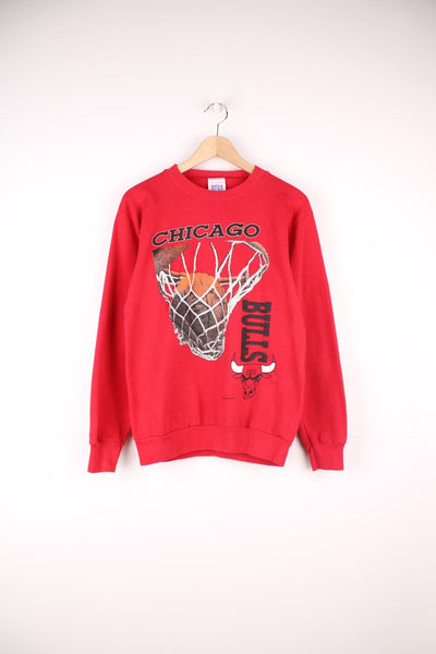 Chicago Bulls sweatshirt in red with large graphic print.