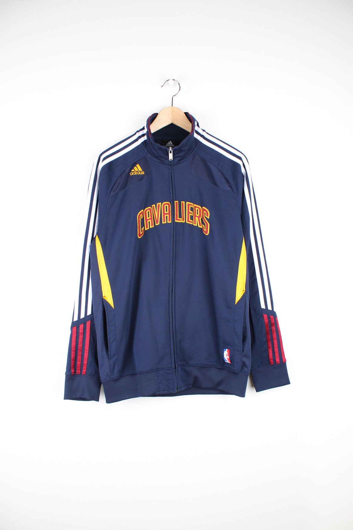 Cleveland Cavaliers navy blue zip through track top with embroidered spell-out branding across the front