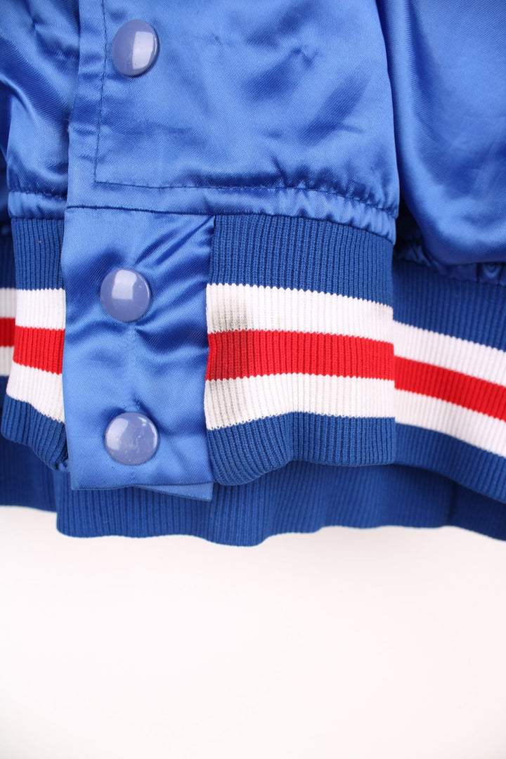 Vintage 90s Chicago Cubs MLB satin varsity/bomber style jacket. Features embroidered badge on the chest.