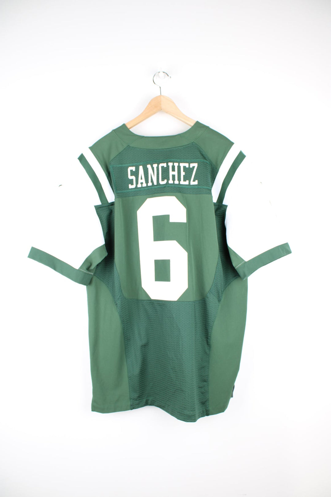 New York Jets x Mark Sanchez #6 NFL jersey by nike, features embroidered lettering 