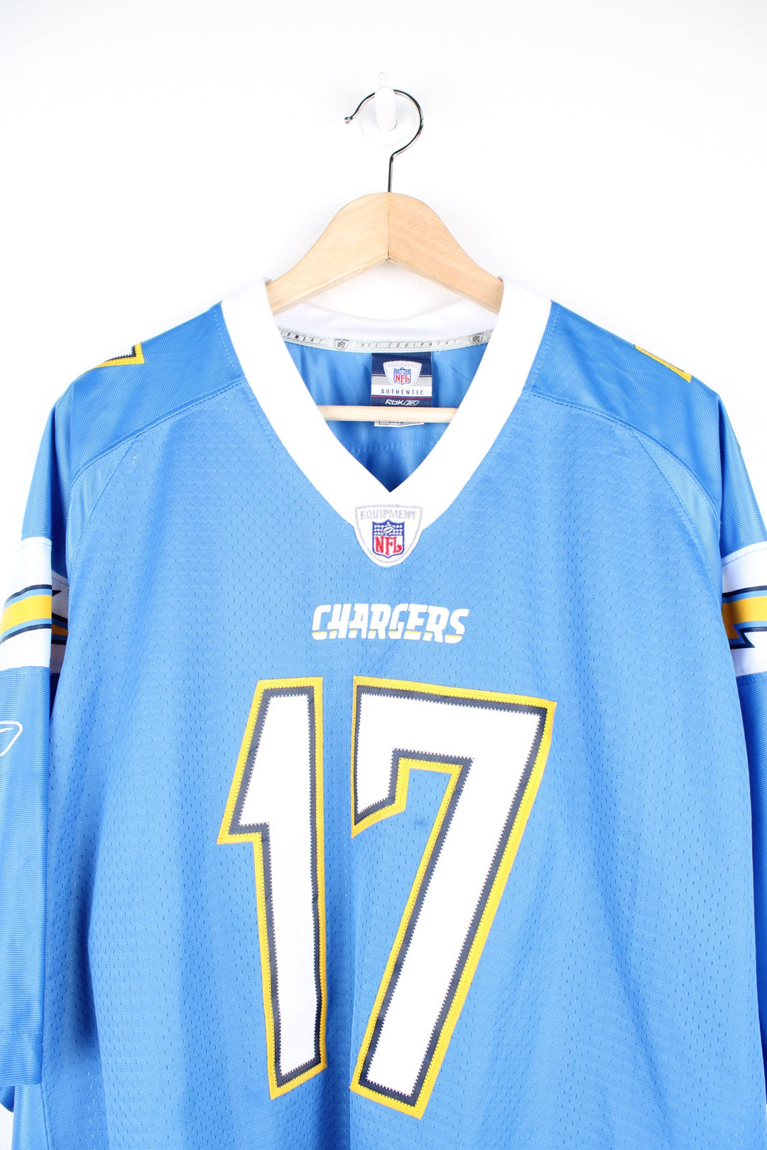 Philip Rivers x Los Angeles Chargers NFL Jersey in blue, by Reebok features embroidered lettering 