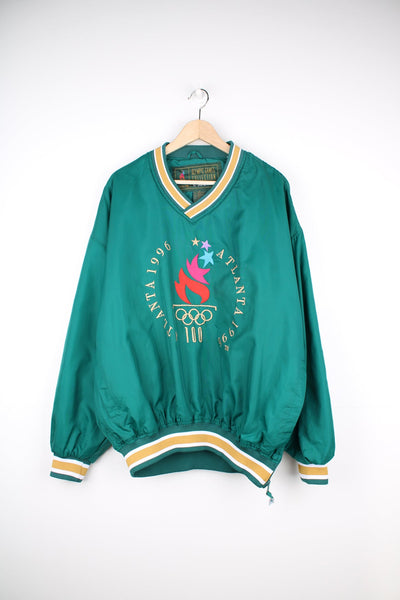 Vintage 1996 Atlanta Olympics  green nylon pullover training top