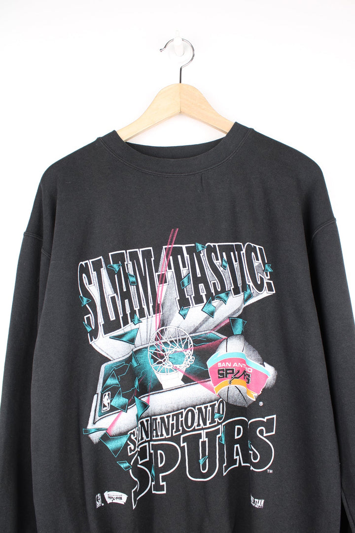 San Antonio spurs 'Slam-tastic' black basketball graphic sweatshirt, made in the USA