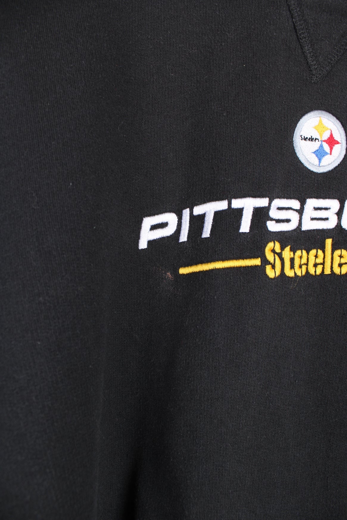 Pittsburgh Steelers sweatshirt with embroidered logo across the chest.