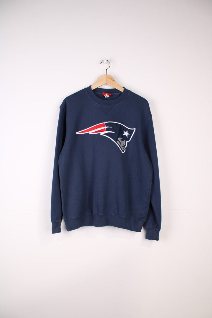 New England Patriots NFL Sweatshirt in a blue colourway with the team logo embroidered on front.