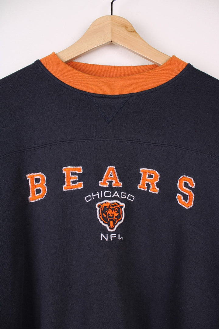 Chicago Bears  Sweatshirt in a  and orange colourway with the team logo and spell out embroidered across the front.