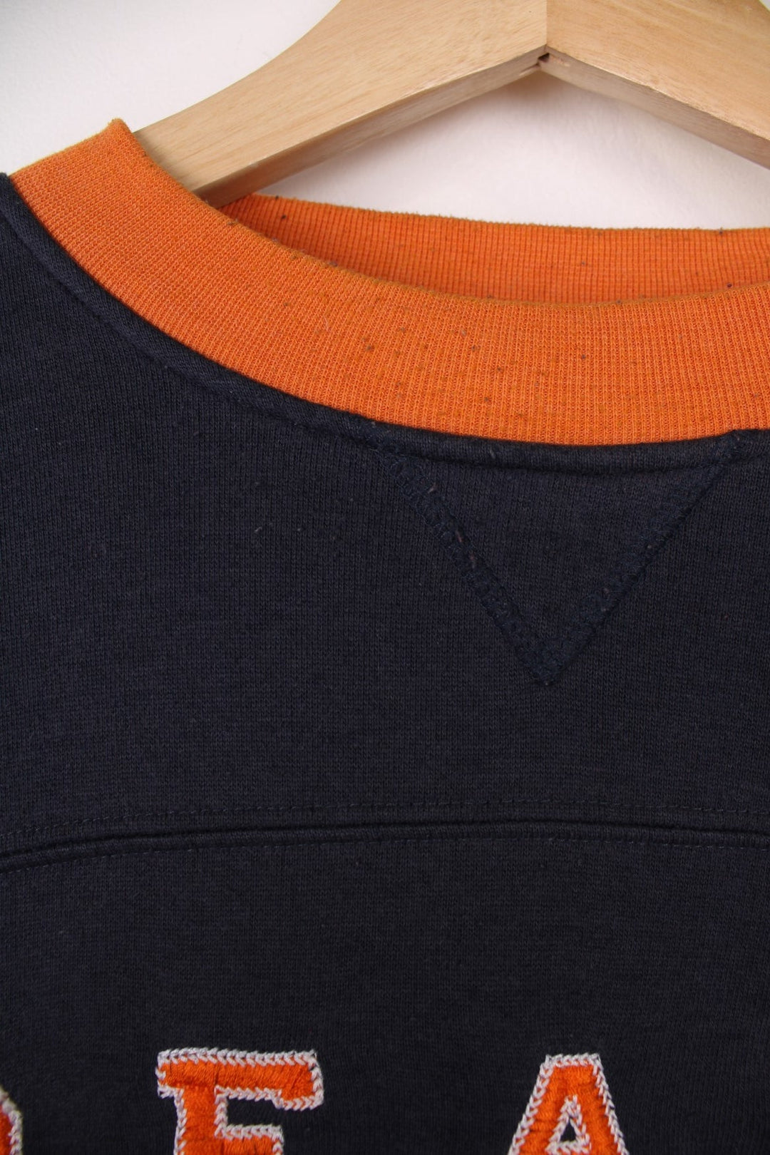 Chicago Bears  Sweatshirt in a  and orange colourway with the team logo and spell out embroidered across the front.