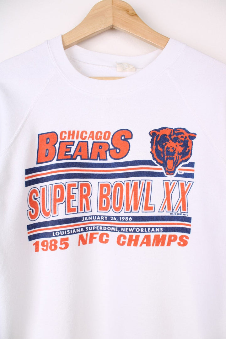 Vintage 1985 Chicago Bears  Super Bowl Champions Sweatshirt in a  colourway with the team logo and spell out printed on the front.