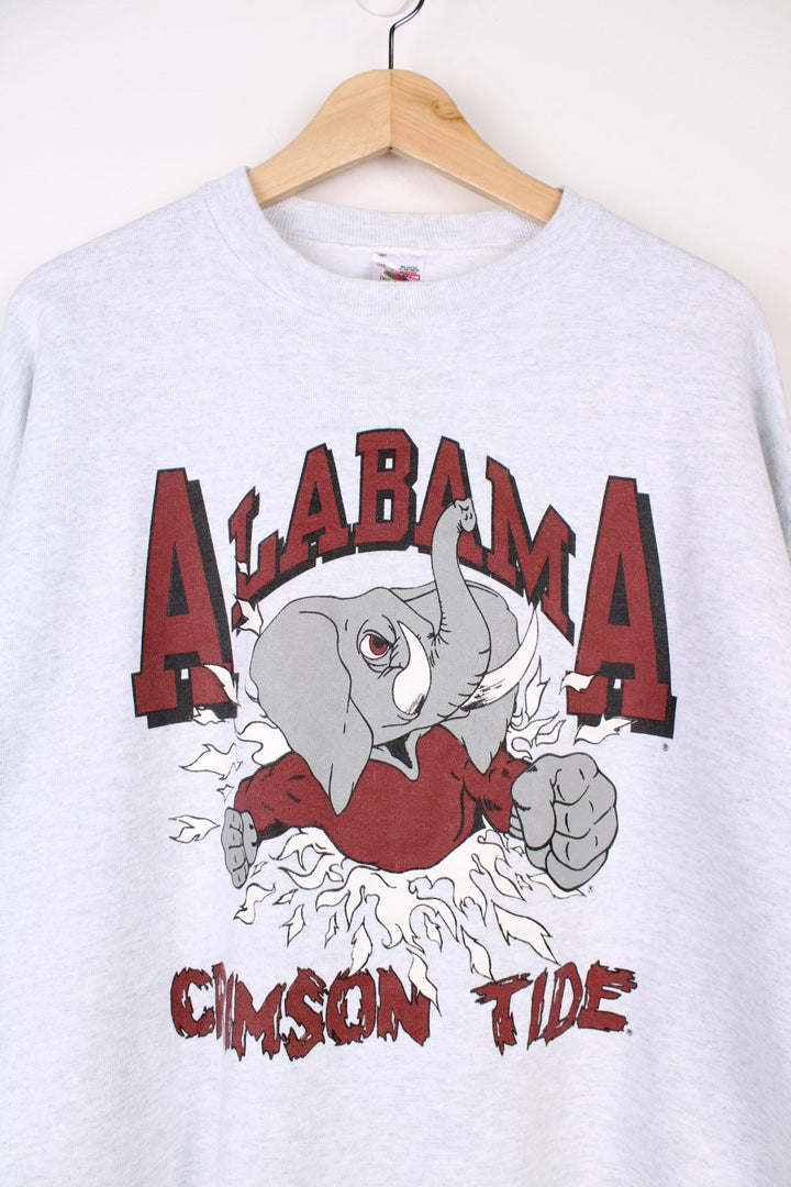  University of Alabama Crimson Tide Sweatshirt in a  colourway with an elephant ripping through the sweat graphic print on the front and back alongside the spell out.