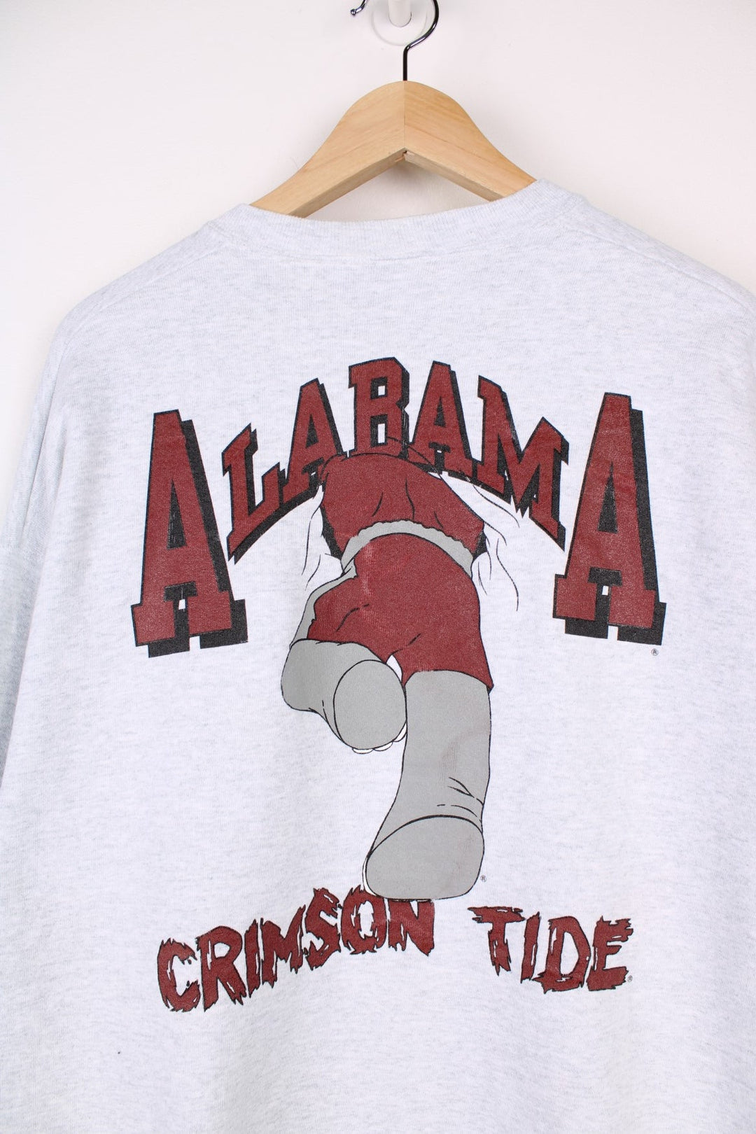  University of Alabama Crimson Tide Sweatshirt in a  colourway with an elephant ripping through the sweat graphic print on the front and back alongside the spell out.