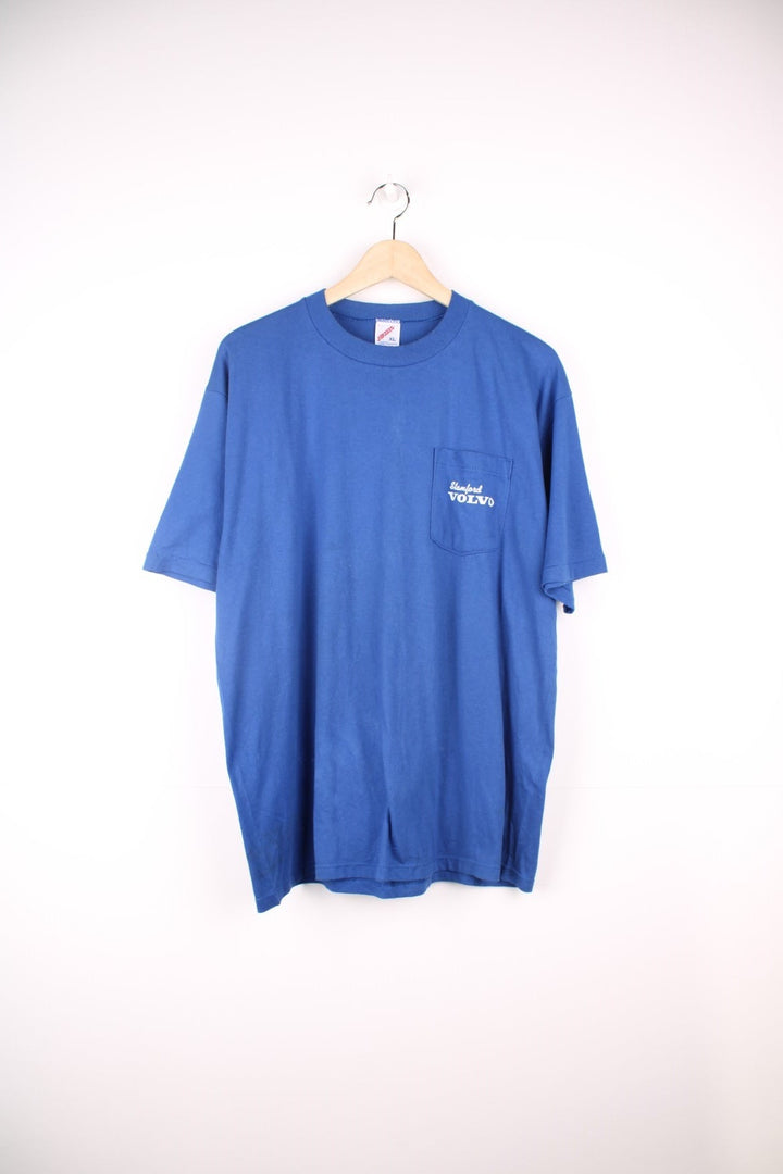 Vintage Stamford Volvo single stitch T-Shirt with chest pocket and graphic print on the back. 