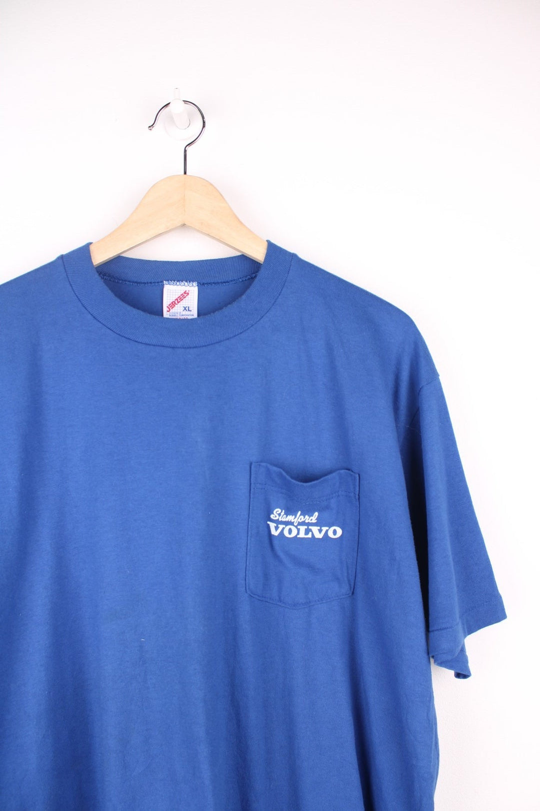 Vintage Stamford Volvo single stitch T-Shirt with chest pocket and graphic print on the back. 