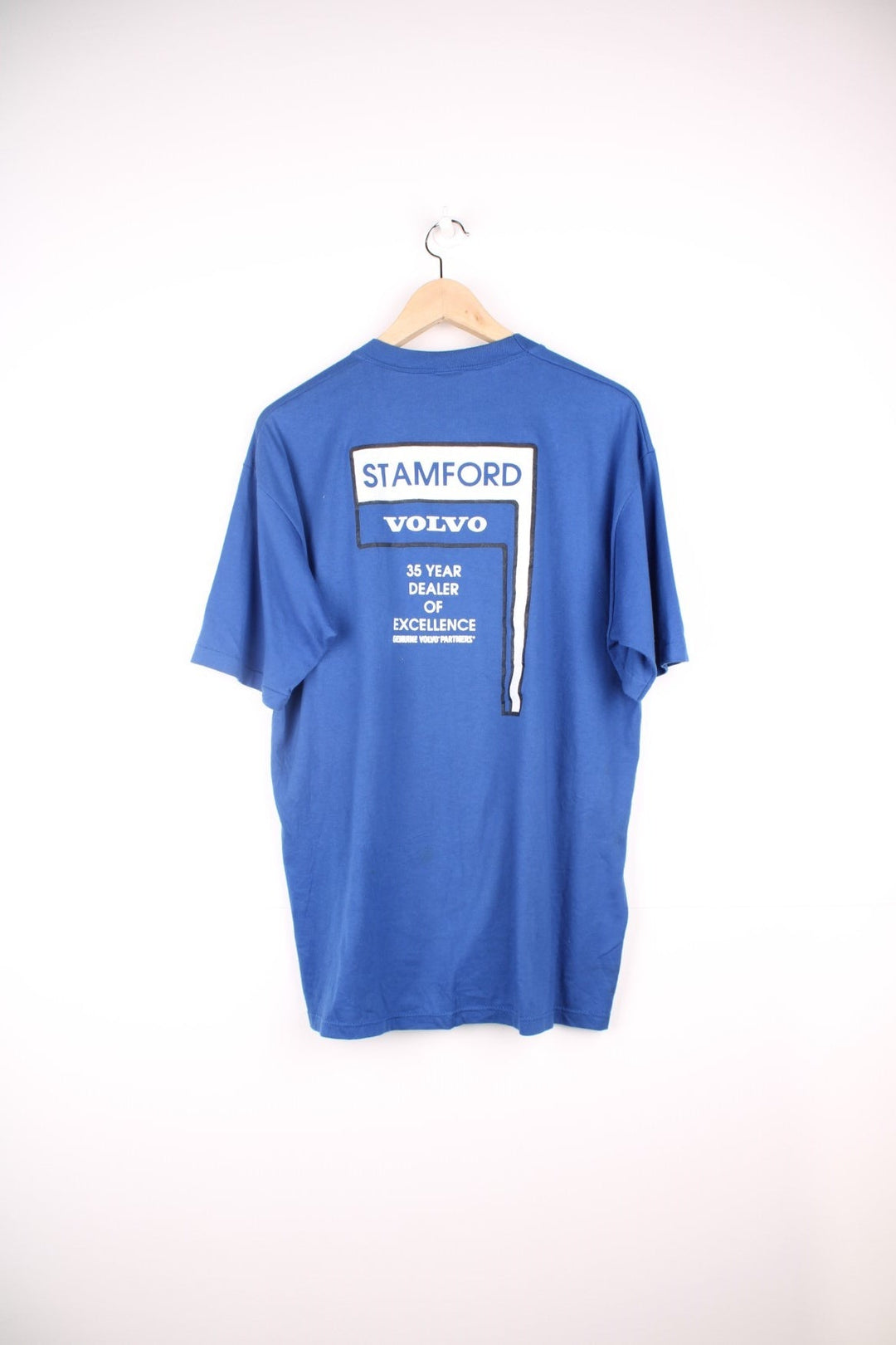 Vintage Stamford Volvo single stitch T-Shirt with chest pocket and graphic print on the back. 