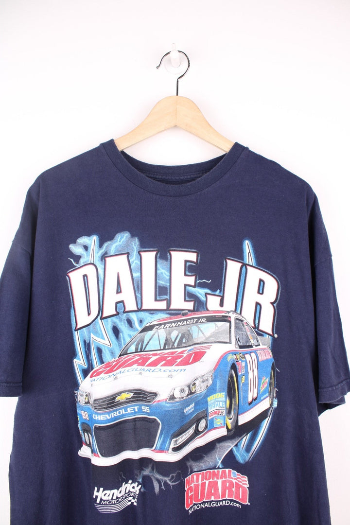 Dale Earnhardt Jr NASCAR T-Shirt with graphic print on the front and back.