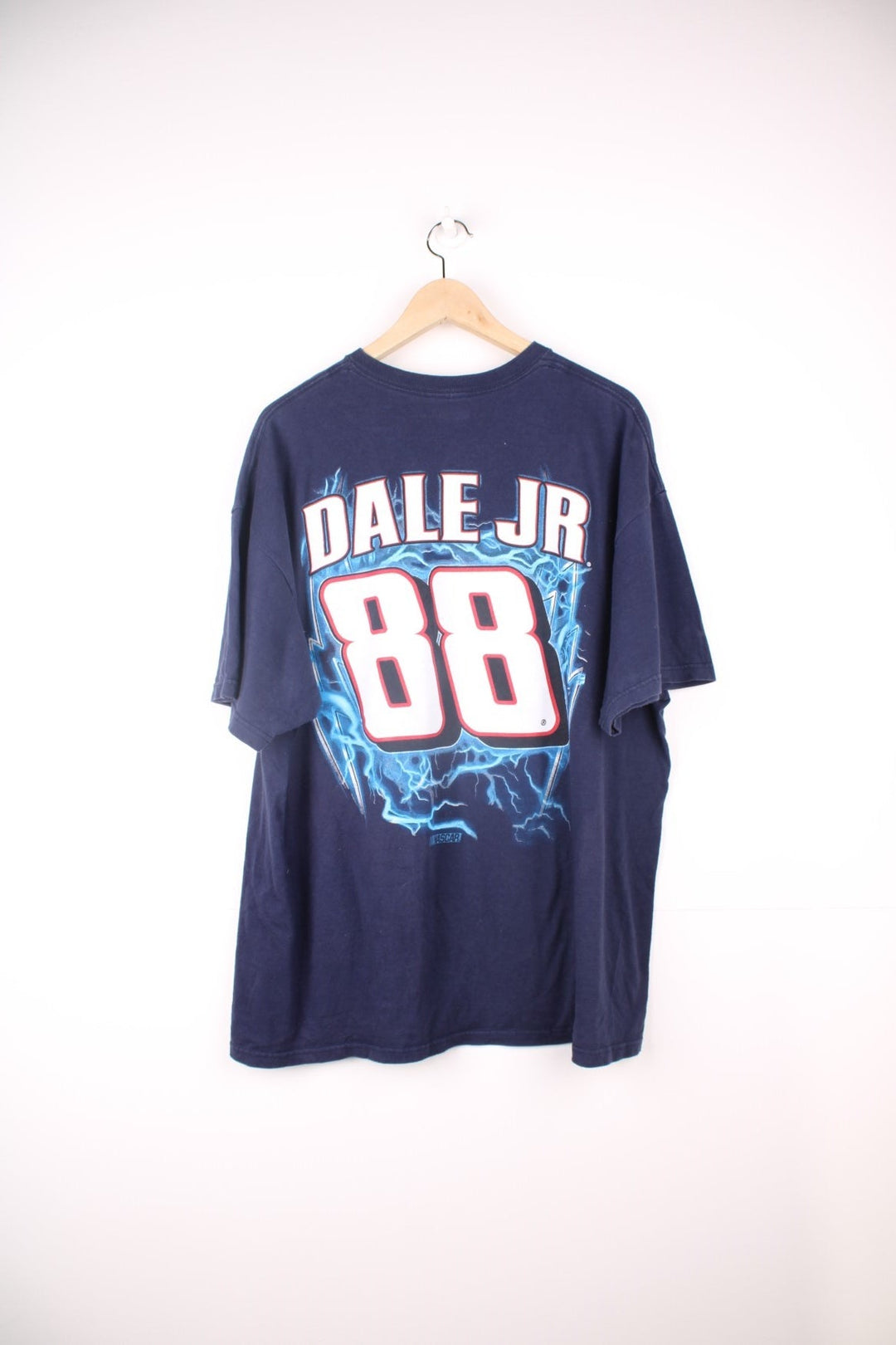 Dale Earnhardt Jr NASCAR T-Shirt with graphic print on the front and back.