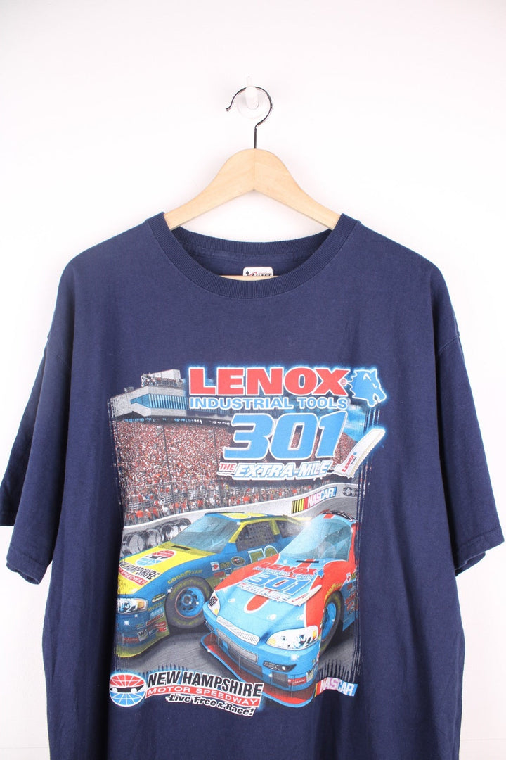 Lenox Industrial Tools 301, New Hampshire Motor Speedway, NASCAR T-Shirt with graphic print on the front and back.