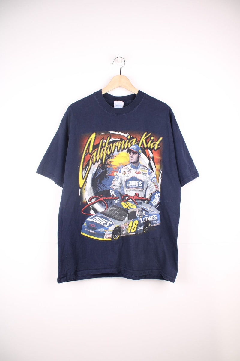 Vintage 2002 California Kid Jimmie Johnson T-Shirt with graphic print on the front and back.