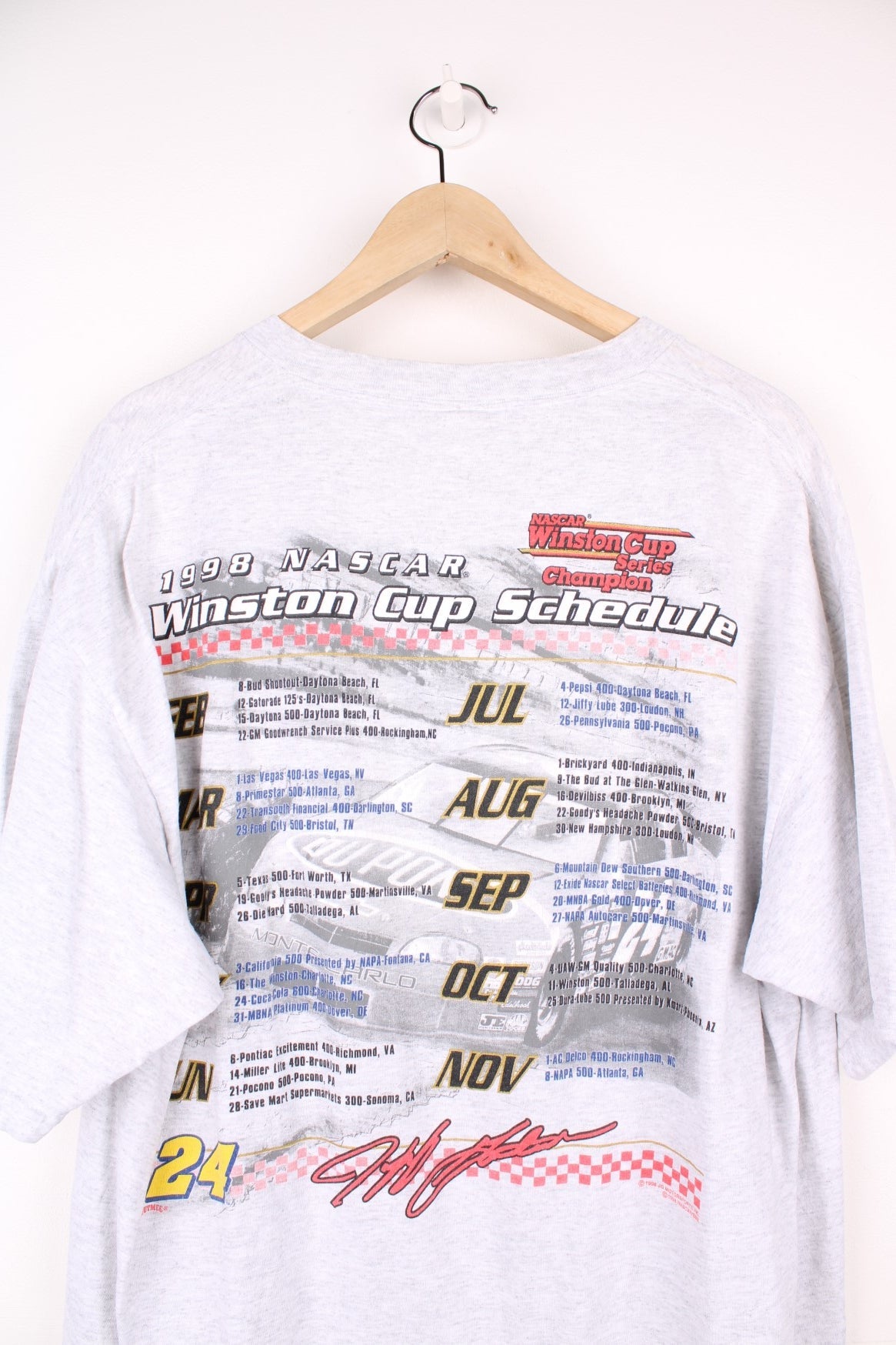 Vintage 1998, Jeff Gordon, Winston Cup Schedule T-Shirt.