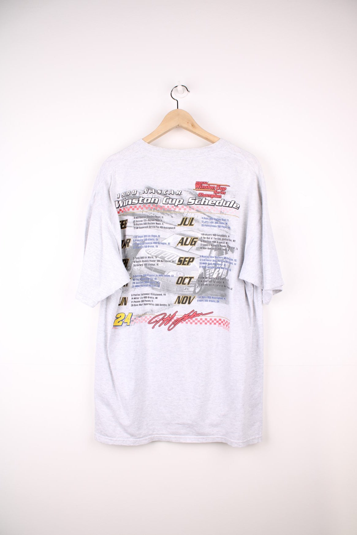 Vintage 1998, Jeff Gordon, Winston Cup Schedule T-Shirt.