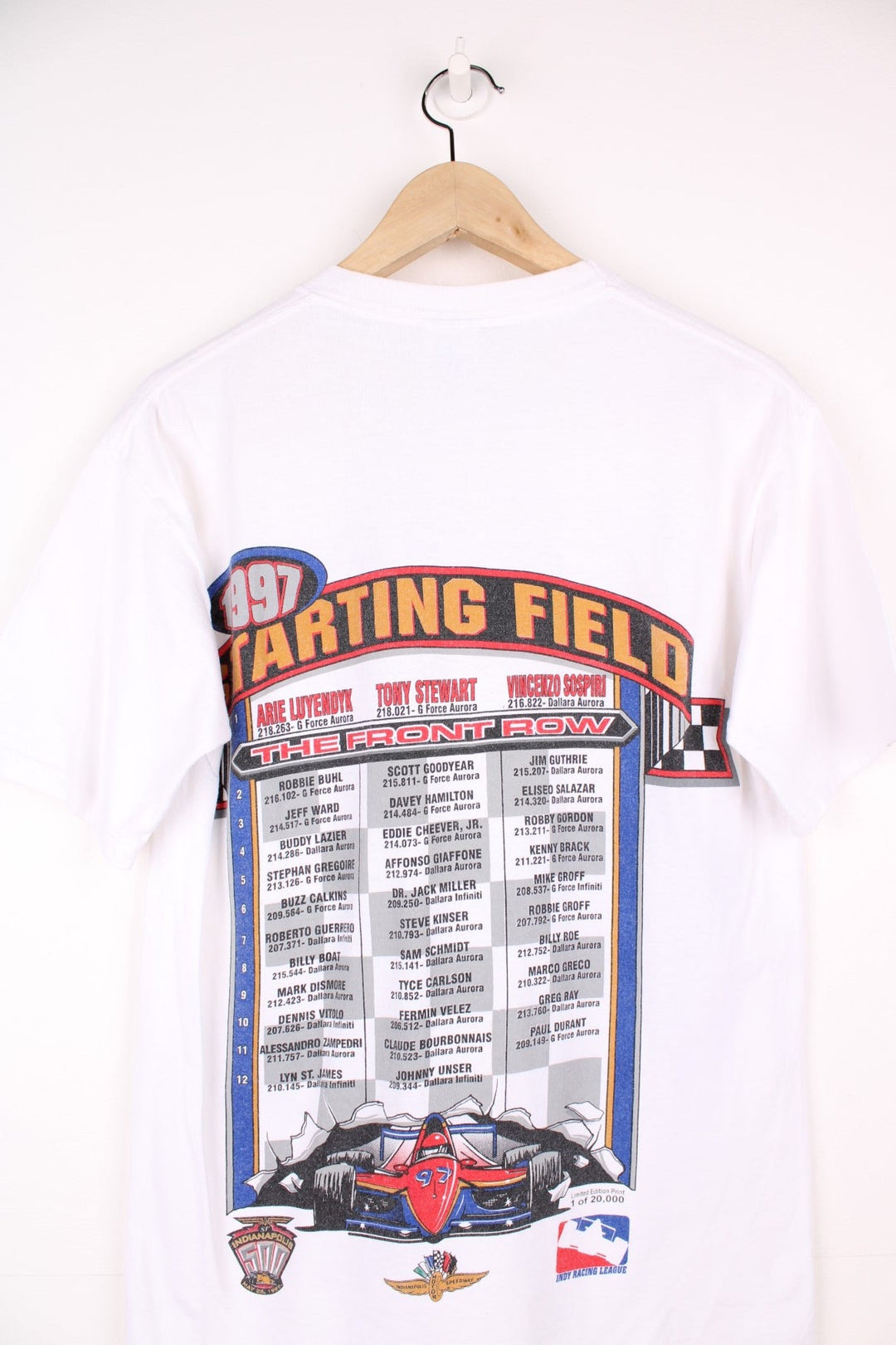 Vintage 1997, The 81st Running, Indianapolis Motor Speedway T-Shirt with large graphic print on the front and back.