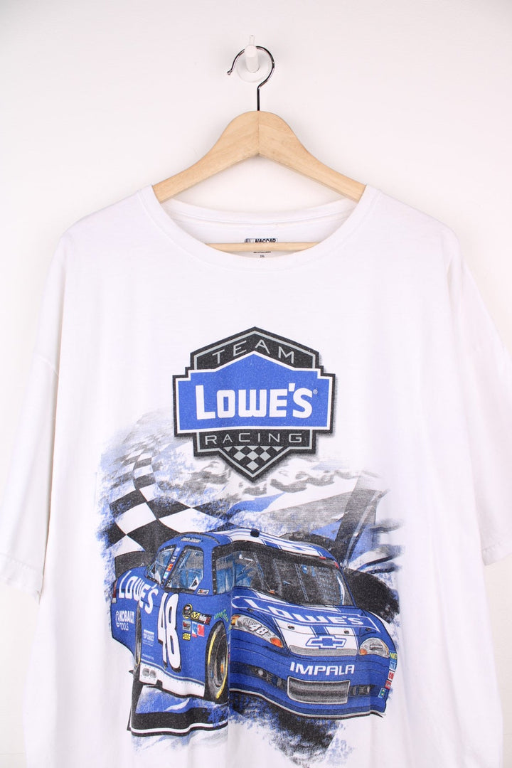 Team Lowes Racing, Jimmie Johnson, NASCAR T-Shirt with graphic print on the front and back. 