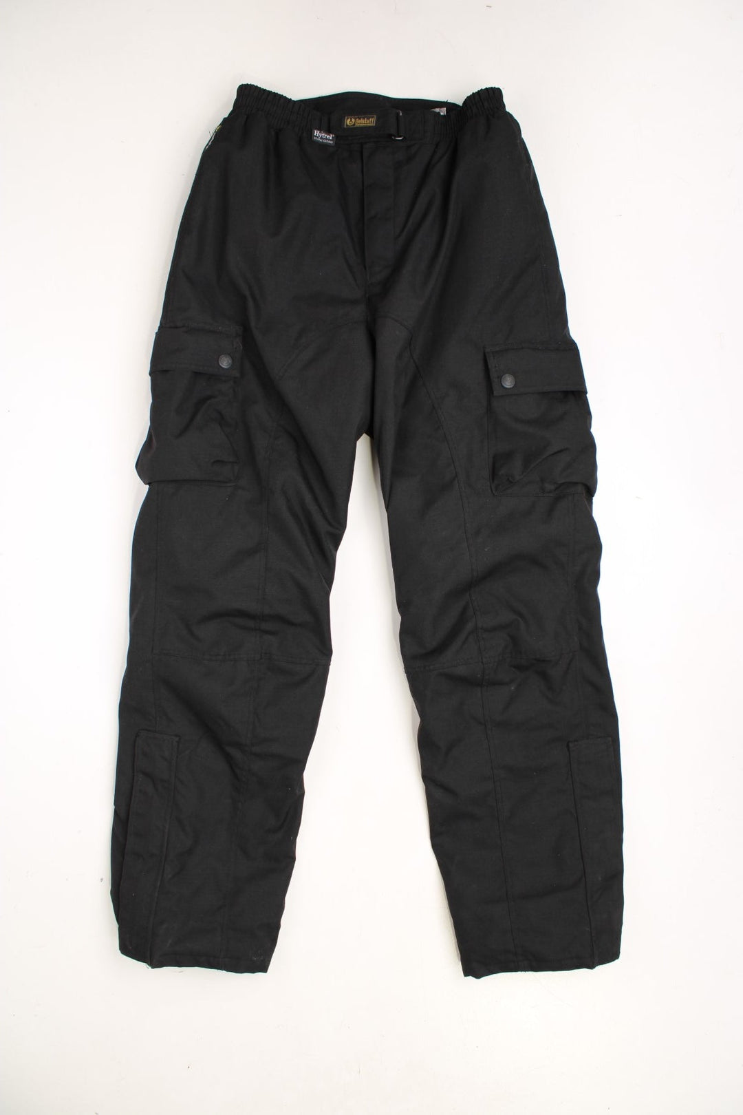 Belstaff 'Hytrel' padded motorcycle trousers in all black, features mulitple pockets and elasticated waistband 