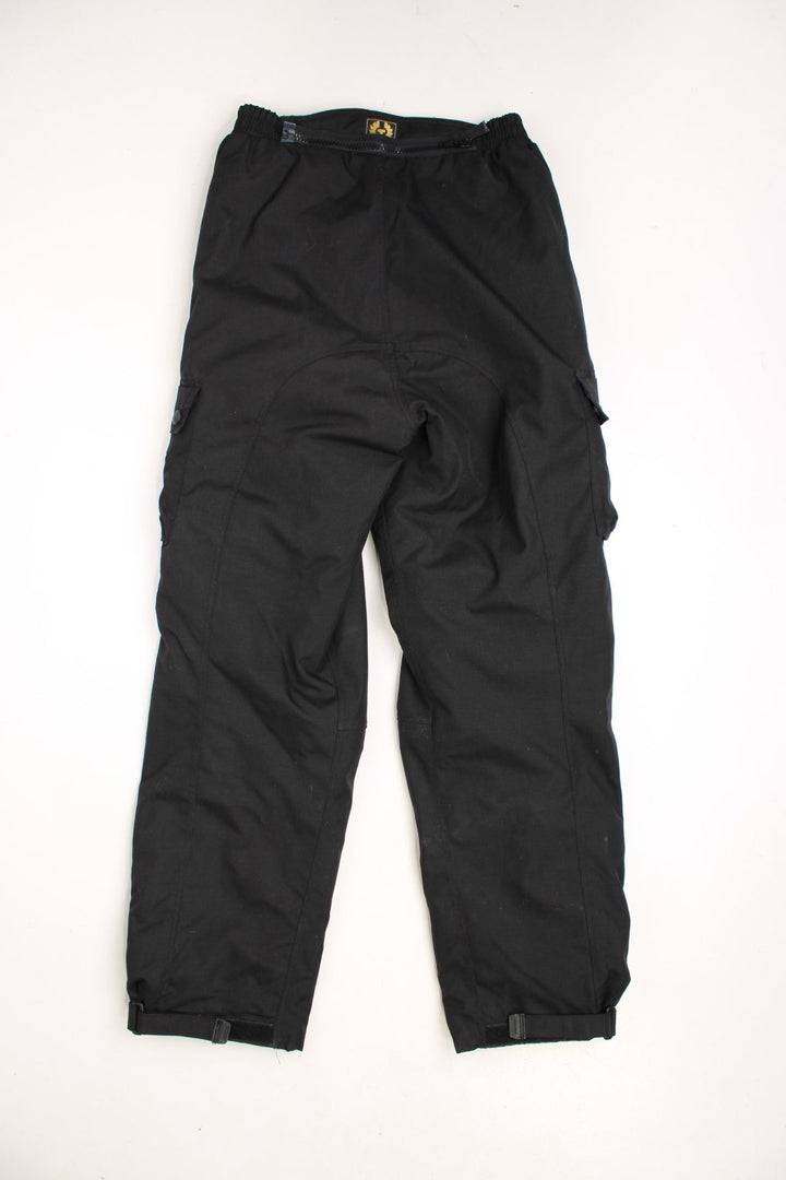 Belstaff 'Hytrel' padded motorcycle trousers in all black, features mulitple pockets and elasticated waistband 