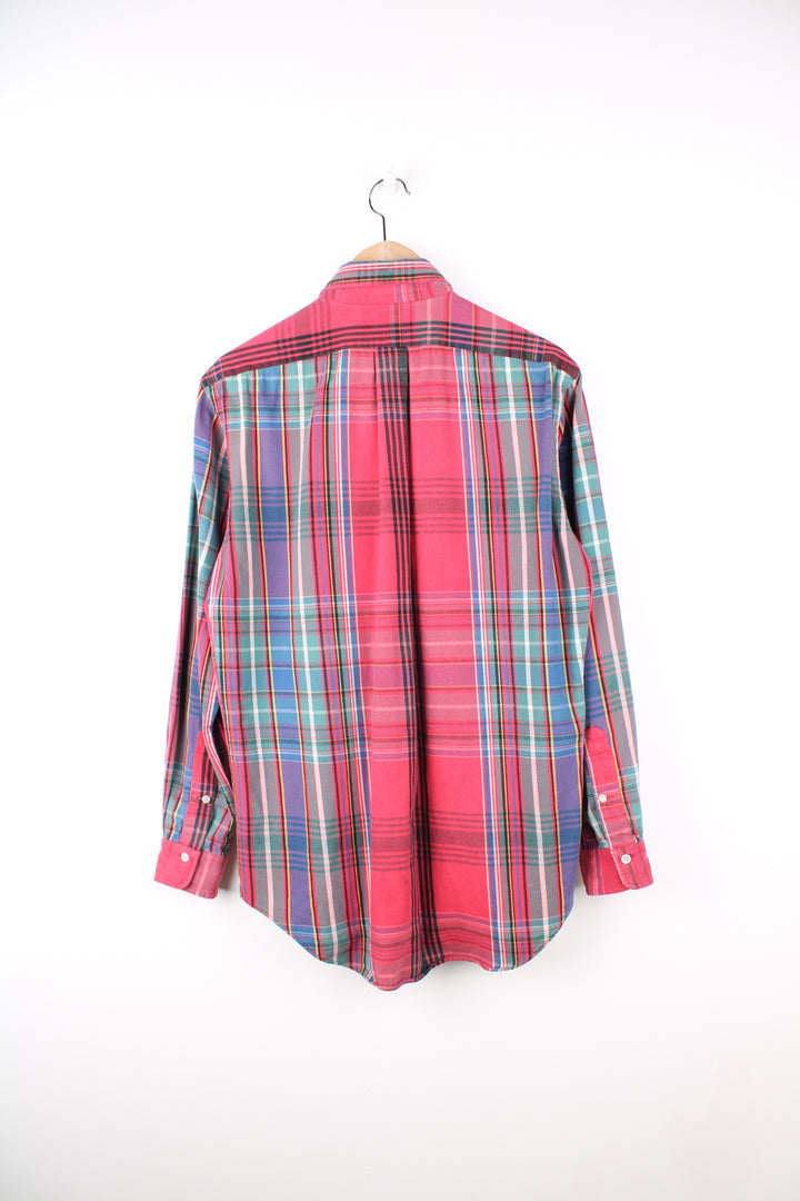 Ralph Lauren red, blue and green plaid shirt, made from 100% cotton. Features signature embroidered logo on the chest