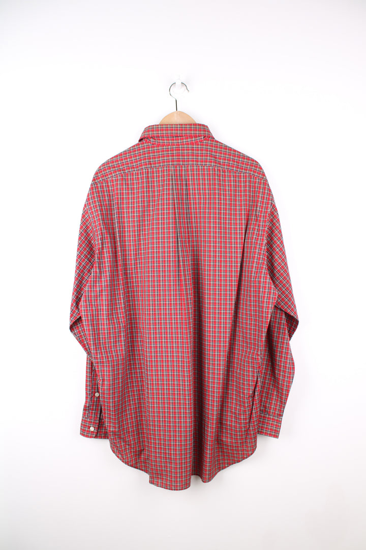 Ralph Lauren red plaid shirt, made from 100% cotton features signature embroidered logo on the chest