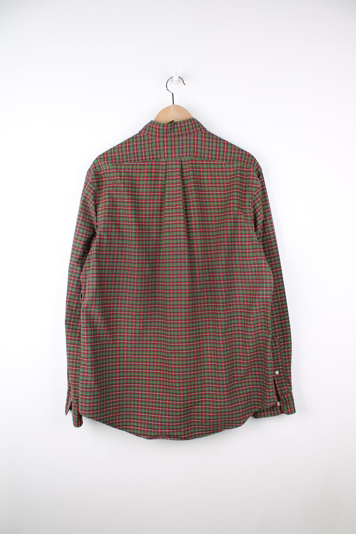 Ralph Lauren green and red small plaid button up shirt with signature embroidered logo on the chest