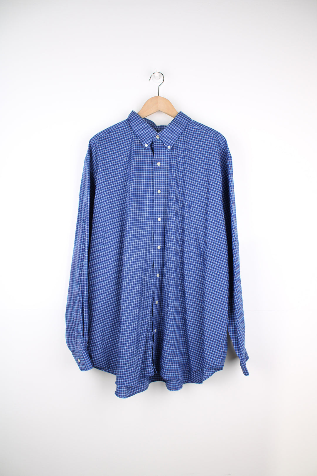 Ralph Lauren blue gingham button up cotton shirt with signature embroidered logo on the chest