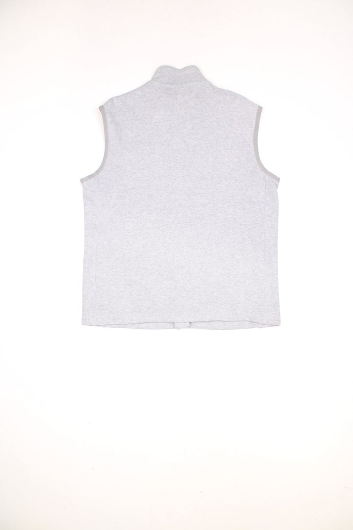 Polo Ralph Lauren zip through sweater vest in light grey with the logo embroidered on the chest in navy blue.