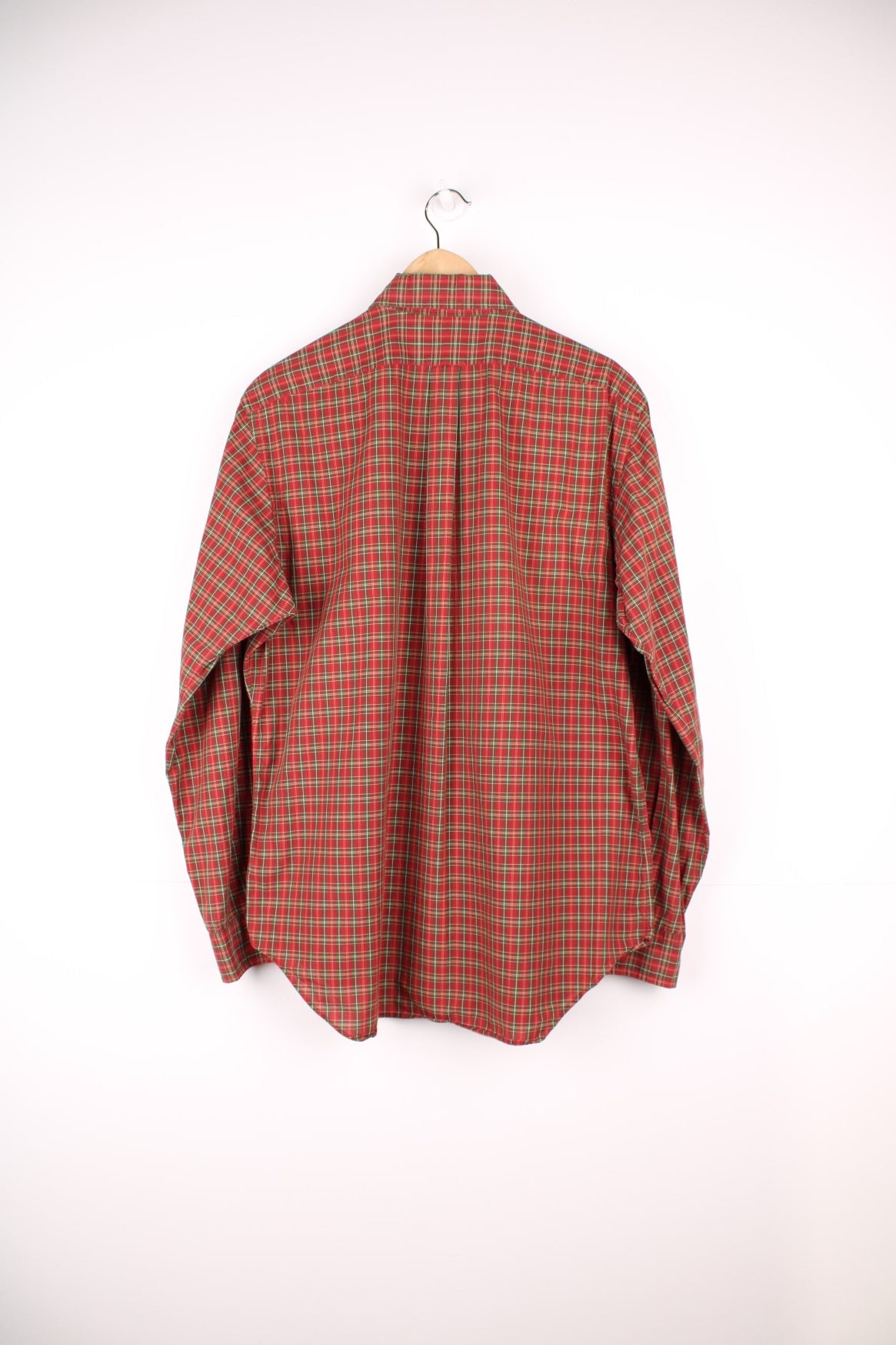 Ralph Lauren red and green plaid button through shirt with signature embroidered logo on the chest.