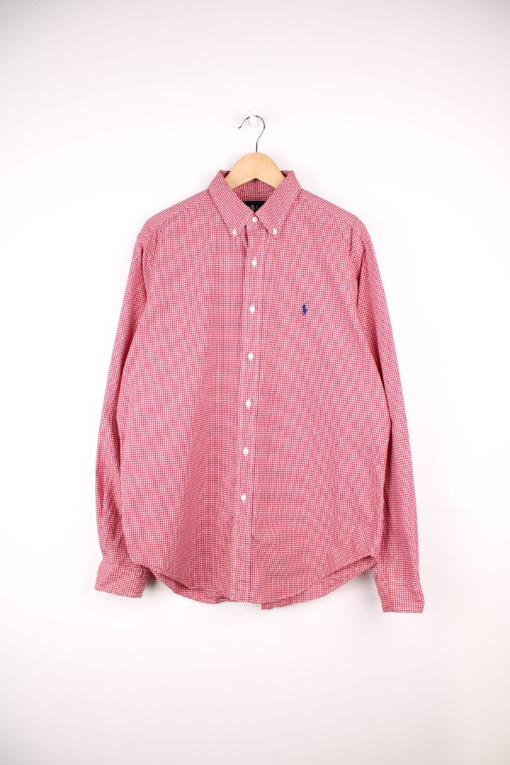 Ralph Lauren red and blue checked button through shirt with signature embroidered logo on the chest.